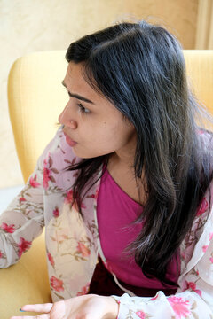 Closeup shot of an angry young girl