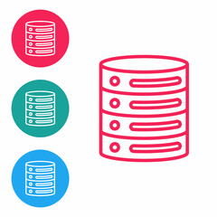 Red line Server, Data, Web Hosting icon isolated on white background. Set icons in circle buttons. Vector