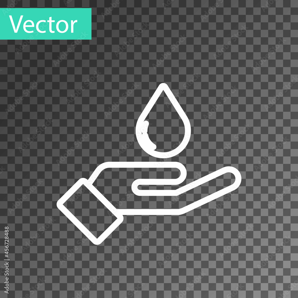 Poster white line washing hands with soap icon isolated on transparent background. washing hands with soap 