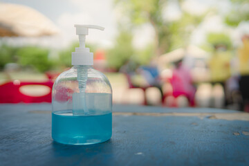 alcohol gel for cleaning hands, Hygiene concept, Coronavirus, Home visit.