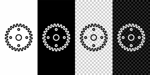 Set line Gear icon isolated on black and white background. Cogwheel gear settings sign. Cog symbol. Vector