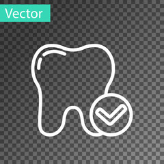 White line Tooth whitening concept icon isolated on transparent background. Tooth symbol for dentistry clinic or dentist medical center. Vector