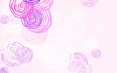 Light Pink, Yellow vector doodle background with roses.