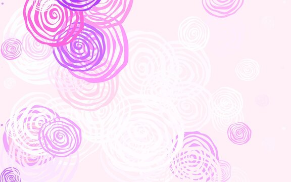 Light Pink, Yellow vector doodle background with roses.