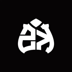 ZK Logo monogram with spade shape design template