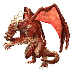 3D Rendering Fairy Tale Dragon on White