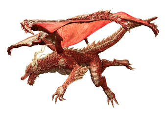 3D Rendering Fairy Tale Dragon on White