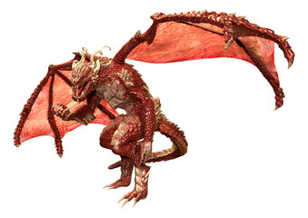 3D Rendering Fairy Tale Dragon on White