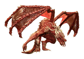 3D Rendering Fairy Tale Dragon on White