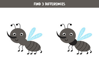 Find three differences between two cute gnats.
