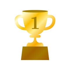 ゴールドのグラデーションの1位のトロフィー