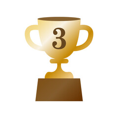 ブロンズのグラデーションの3位のトロフィー