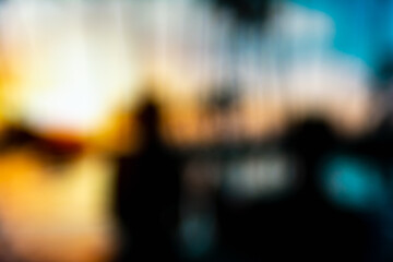 Blurred sunset on a walk for background