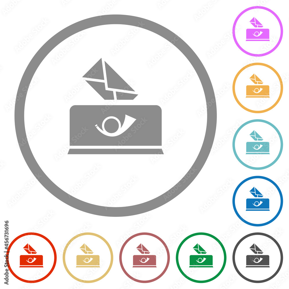 Poster sending mail solid flat icons with outlines
