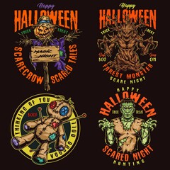 Halloween party colorful badges