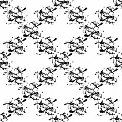 Vector Plaid Brush Seamless Pattern Grange Minimalist Check Geometric Design in Black Color. Modern Grung Collage Background for kids fabric and textile