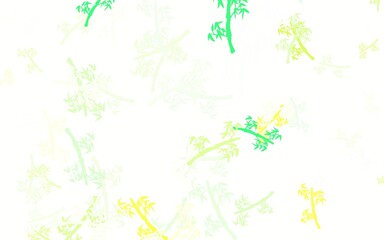 Light Green, Yellow vector doodle backdrop with branches.