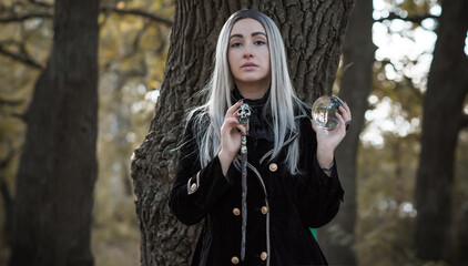 Mystical Halloween party and masquerade ideas, people outfits, scene in the forest