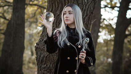 Mystical Halloween party and masquerade ideas, people outfits, scene in the forest