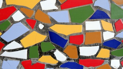 Mosaic structure with many colorful stones