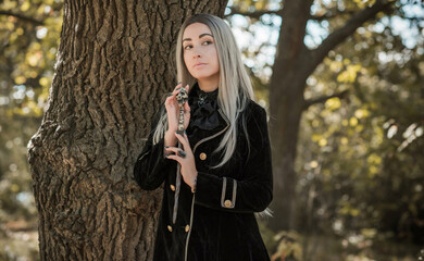 Mystical Halloween party and masquerade ideas, people outfits, scene in the forest