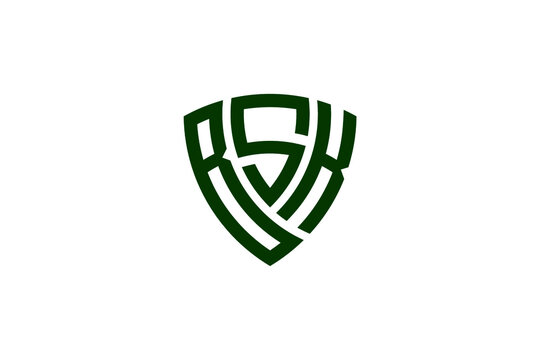 bsk creative letter shield logo design vector icon illustration