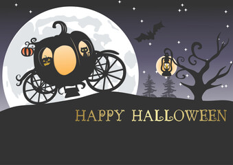 Halloween Card ハロウィンカード カボチャの馬車