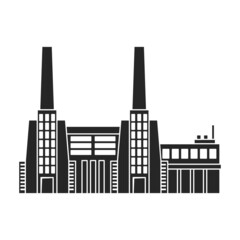 Factory building vector icon.Black vector icon isolated on white background factory building.