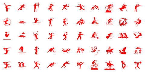 Summer sport pictograph RED No frame スポーツ ピクトグラム,赤,枠なし,SVG © MEG-MEG