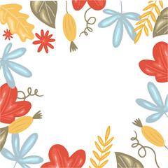 Autumn floral background. Vector frame from leaves and berries