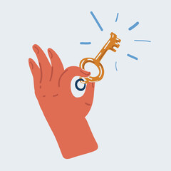 Vector illustration of hand holding the key