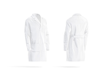 Blank white medical lab coat mockup, side and back view - obrazy, fototapety, plakaty