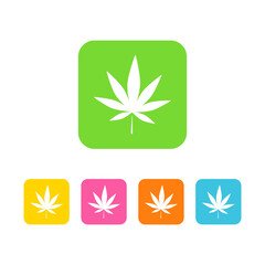 Cannabis leaf icon set on white background.