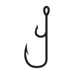 Fish hook vector icon.Black vector icon isolated on white background fish hook.
