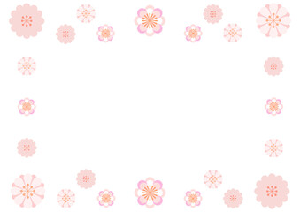 和風のかわいい花フレームイラスト