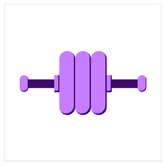 Exercise roller flat icon. Abdominal body training wheel, home gym equipment. Concept of fitness, sport activity, body sculpture and abs workout. Color vector illustration
