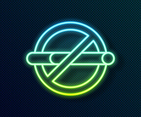 Glowing neon line No smoking icon isolated on black background. Cigarette smoking prohibited sign. Vector