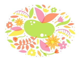 Obraz premium Template with space for text surrounded by flowers, leaves and points.