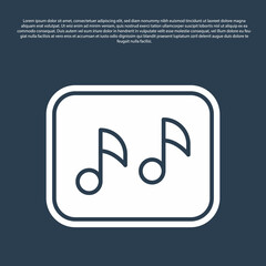 Blue line Music note, tone icon isolated on blue background. Vector