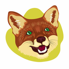 Happy fox head, animal mask in vector illustration.