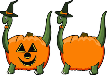 Halloween brontosaurus in a pumpkin   Halloween dinosaur © GrumpyOldManStudios