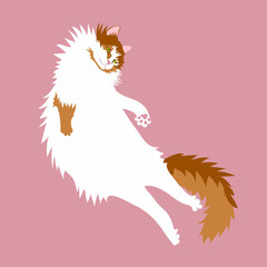 Cute, cheerful A lazy cat lies on the floor. Isolated Vector illustration.