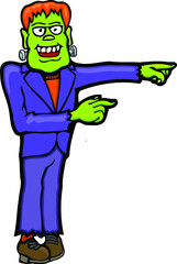 Frankenstein pointing to the side |  Halloween monster