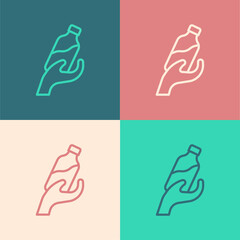 Pop art line Donation water icon isolated on color background. Vector