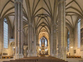 Erfurt, Germany. Interior of Erfurt Cathedral (St Mary's Cathedral). The church was founded in the...