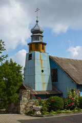 The original bell tower of the church is made of iron in the town of Drohobych. Ukraine 