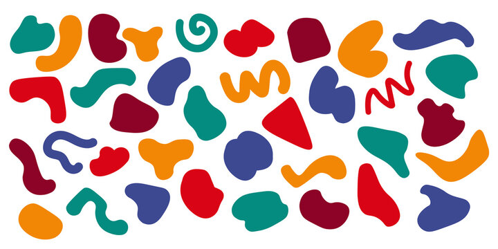 Formes abstraites vectorielles, color&eacute;es et minimalistes. Formes graphiques g&eacute;om&eacute;triques et fluides effet peinture. 