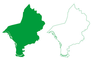 Penedo municipality (Alagoas state, Municipalities of Brazil, Federative Republic of Brazil) map vector illustration, scribble sketch Penedo map