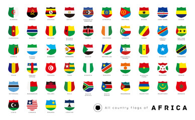 All country National flags of Africa / vector illustration / icon set [shield]
