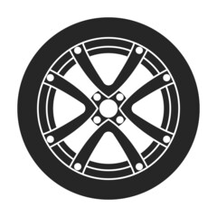 Obraz premium Wheel car vector icon.Black vector icon isolated on white background wheel car.
